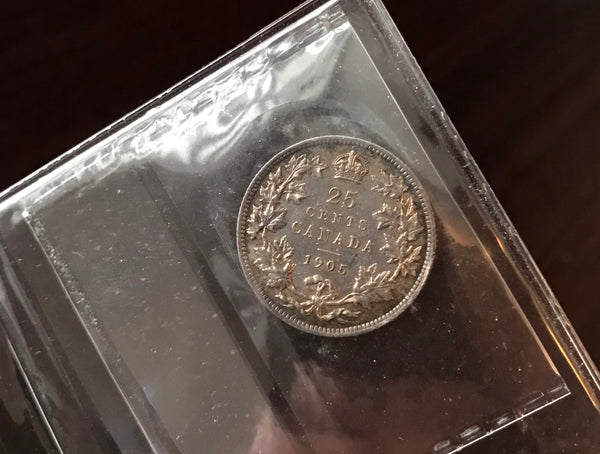 1905 Canadian 25 cents Certified ICCS EF45
