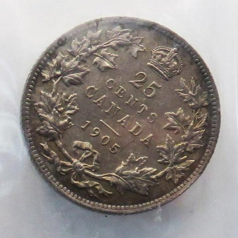 1905 Canadian 25 cents Certified ICCS EF45