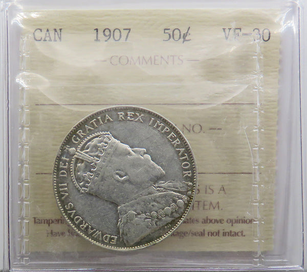 1907 Canadian 50 cents ICCS VF-30