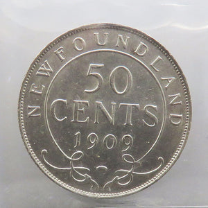 1909 Newfoundland 50 cent Certified ICCS AU-50