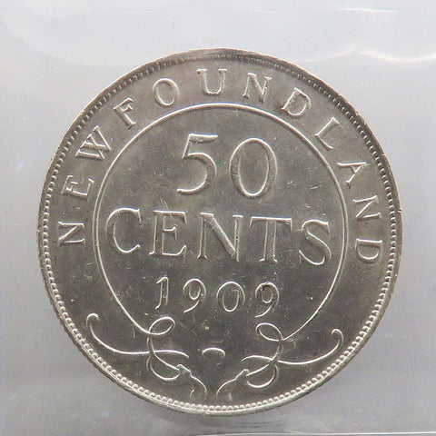 1909 Newfoundland 50 cent Certified ICCS AU-50
