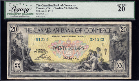 1917 Canadian Bank of Commerce $20 certified by Legacy VF20