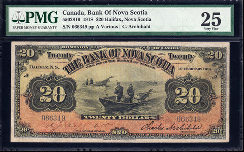1918 Bank of Nova Scotia $20 PMG VF25