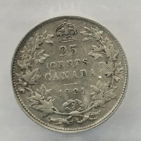 1921 Canadian 25 cents Graded CCCS Fine-15