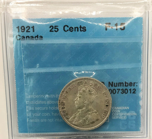 1921 Canadian 25 cents Graded CCCS Fine-15