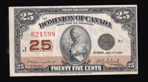 1923 Dominion of Canada 25 cents Shinplaster VF/EF (DC-24d)