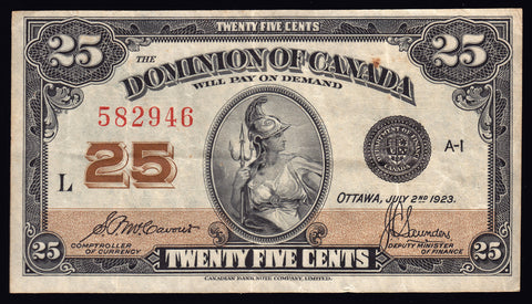 1923 Dominion of Canada 25 cents Shinplaster VF+ (DC24-c)