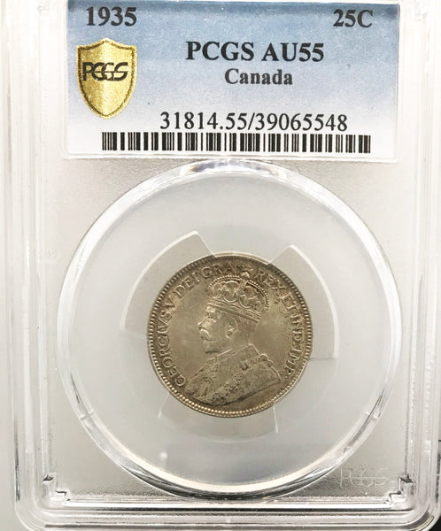 1935 Canadian 25 cents Certified PCGS AU-55