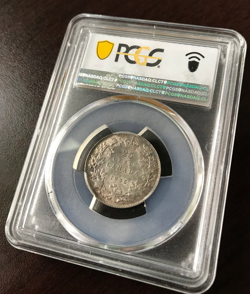 1935 Canadian 25 cents Certified PCGS AU-55