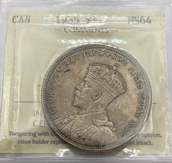 1935 Canadian Silver $1 ICCS MS-64