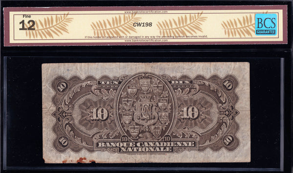 1935 Banque Canadienne Nationale $10 BCS Fine-12 (85-14-04)