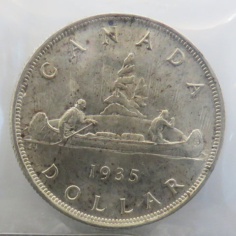 1935 Canadian Silver Dollar $1 Graded ICCS MS-65