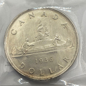 1936 Canadian Silver $1 Certified by ICCS AU-55