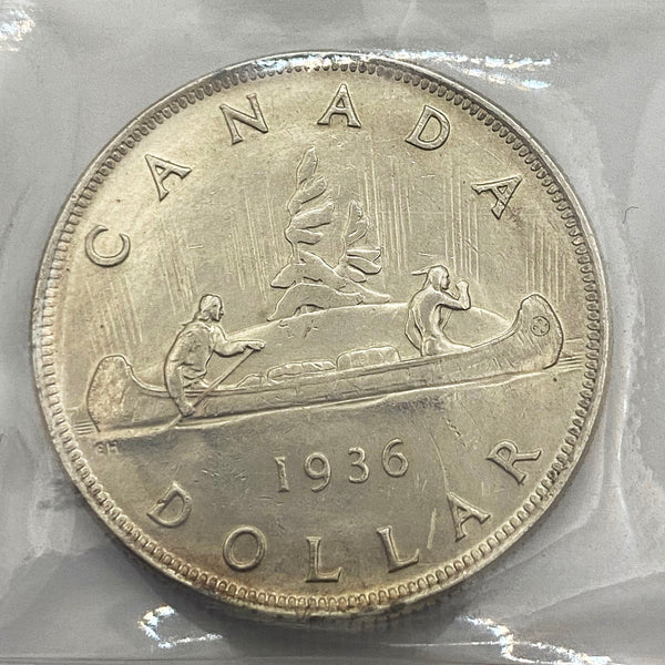 1936 Canadian Silver $1 Certified by ICCS AU-55