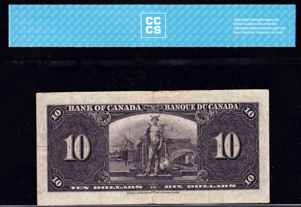 1937 Bank of Canada $10 signed Osborne CCCS VF20 BC-24a