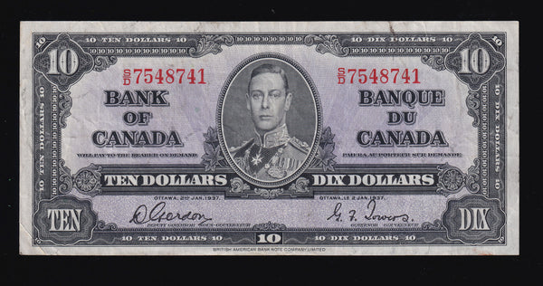 1937 Bank of Canada $10 in VF (BC-24b)