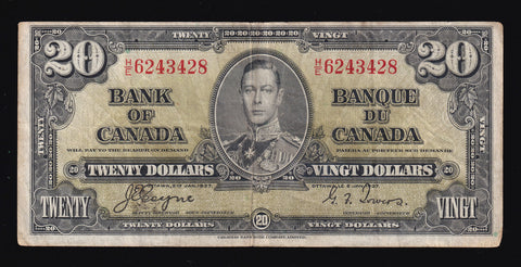 1937 Bank of Canada $20 in Fine+ (BC-25c)