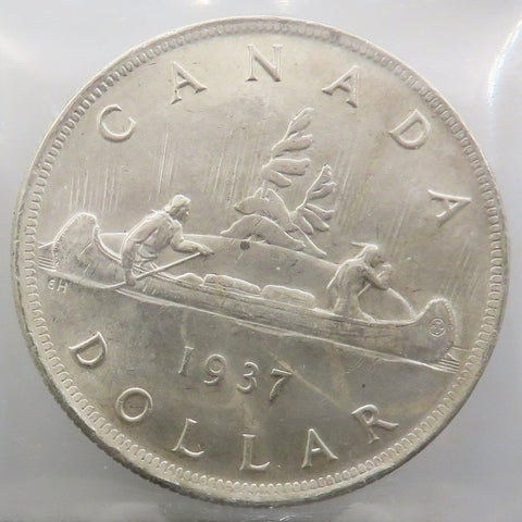 1937 Canadian Silver Dollar $1 Certified ICCS MS-64