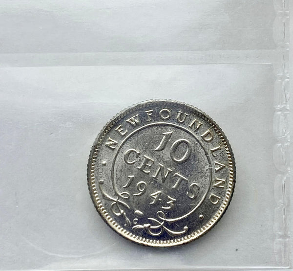 1943 Newfoundland 10 Cents Certified by ICCS MS-62