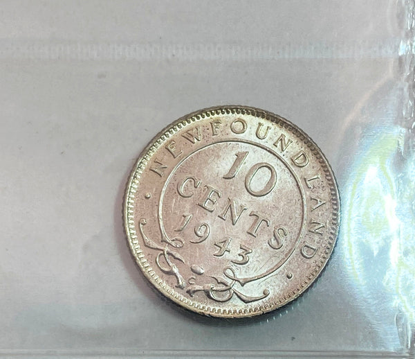1943 Newfoundland 10 Cents Certified by ICCS MS-62