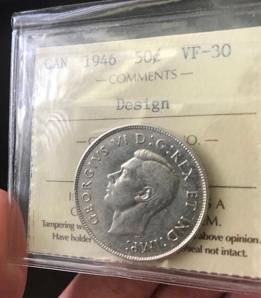 1946 Canadian 50 cents "Design" ICCS VF30