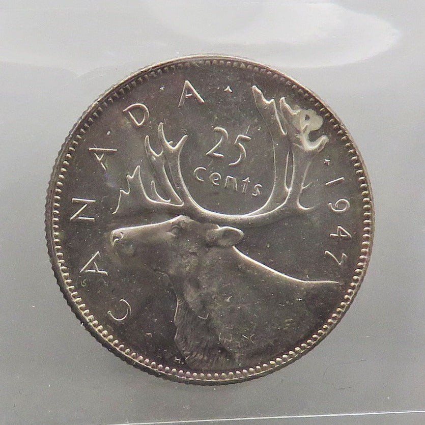 1947 Canadian 25 Cents Certified ICCS MS-64