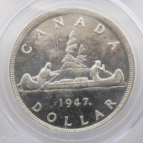 1947 Canadian Silver Dollar $1 "Maple" Certified by PCGS MS-63