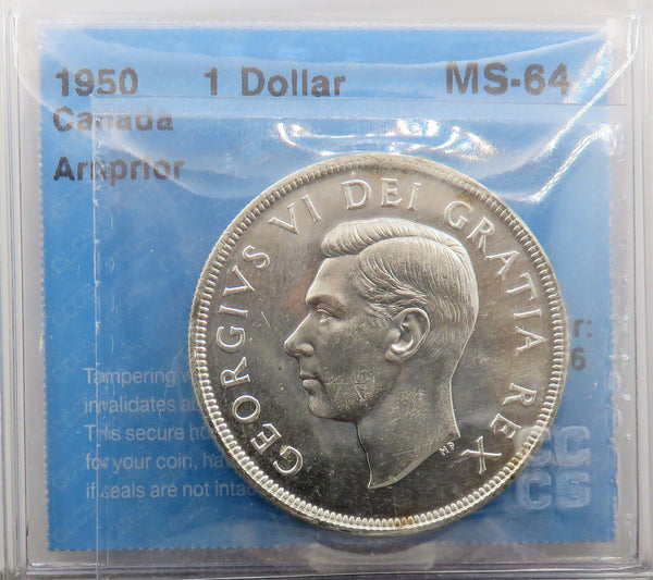 1950 Canadian Silver Dollar $1 "Arnprior" Graded CCCS MS-64