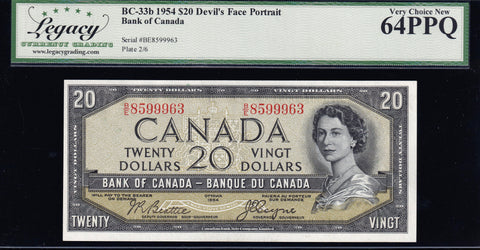1954 Bank of Canada $20 Devils Face Choice UNC64 (BC-33b)