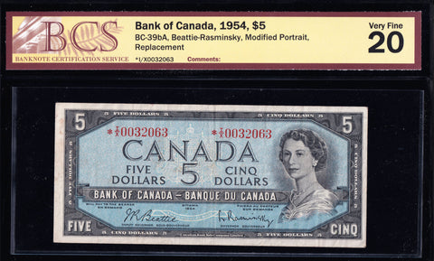 1954 Bank of Canada $5 Replacement *I/X BCS VF-20 (BC-39bA)