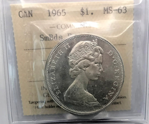 1965 Canadian Silver $1 Graded MS-63