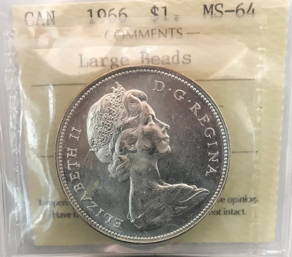 1966 Canadian Silver $1 ICCS MS-64