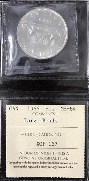 1966 Canadian Silver $1 ICCS MS-64