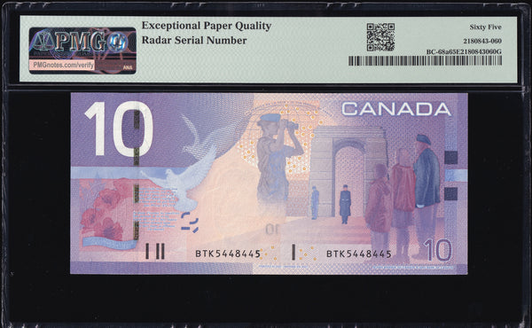 2004 Bank of Canada $10 "3 Digit Radar" PMG GEM UNC-65 EPQ (BC-68a)