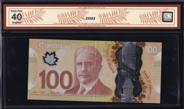 2011 Bank of Canada $100 "Radar & Repeater" BCS EF-40 Original (BC-73c -N1 - N10)