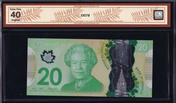2012 Bank of Canada $20 Low Serial "525" BCS EF40 Original (BC-71b - N5)