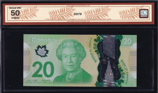 2012 Bank of Canada $20 "4 Digit Radar in BCS AU-50 Original (BC-71b - N1)