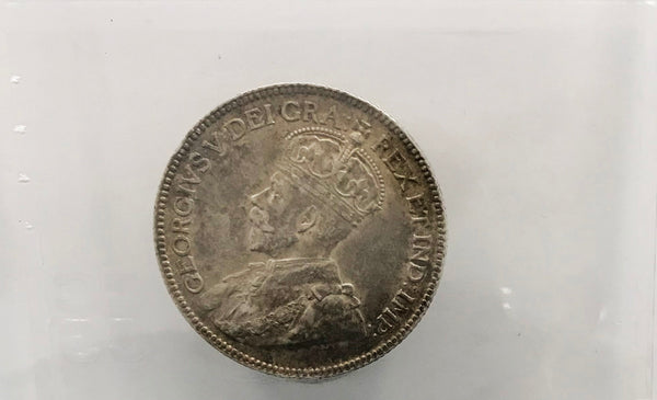 1933 Canadian 25 cents Certified CCCS AU55