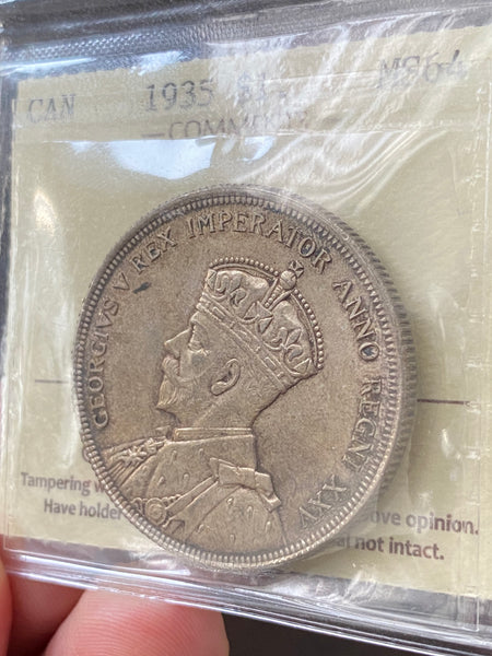 1935 Canadian Silver $1 ICCS MS-64