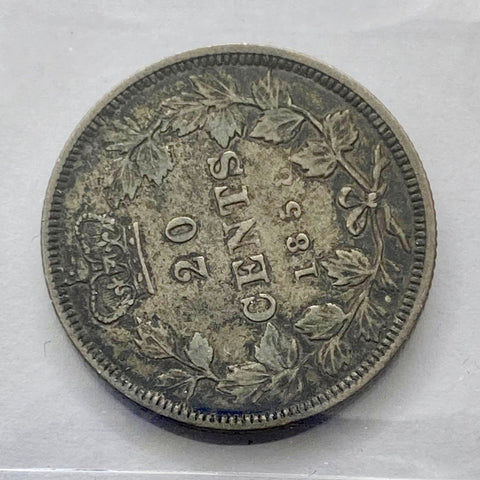 1858 Canadian 20 cents "Coinage" ICCS VF20