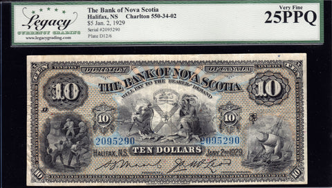 1929 Bank of Nova Scotia $10 Legacy VF25 PPQ