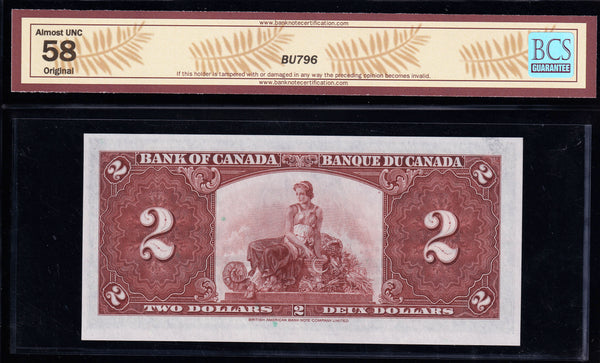 1937 Bank of Canada $2 BCS AU58 Original (BC-22c)