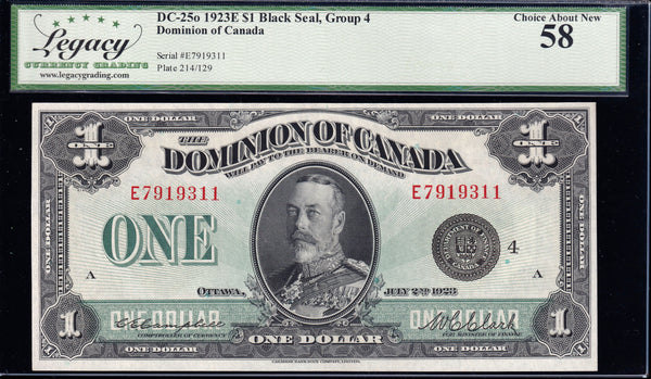 1923 Dominion of Canada $1 Legacy AU58 (DC-25o)