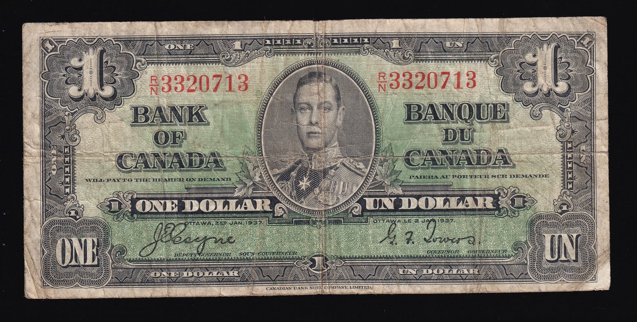 1937 Bank of Canada $1 in VG (BC-21)