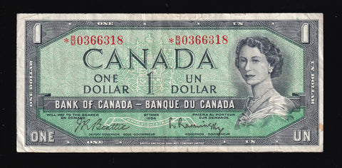 1954 Bank of Canada $1 Replacement *B/M "NO FPN" (BC-37bA-i)