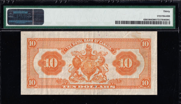 1935 Royal Bank of Canada $10 "Small signature" PMG VF30