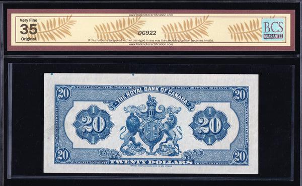 1935 Royal Bank of Canada $20 Consecutive Pair in VF/EF Condition