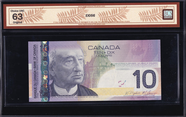 2005 Bank of Canada $10 "Radar" in BCS UNC-63 Original (BC-68a -N1)