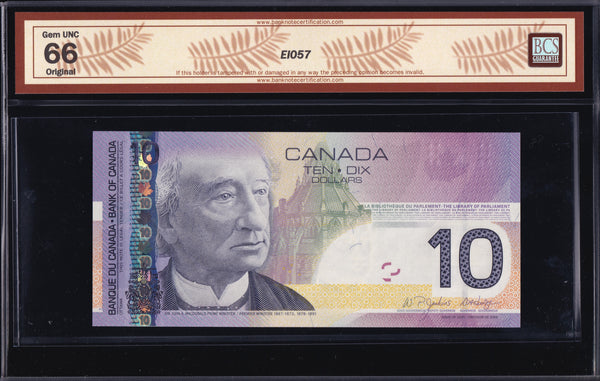 2005 Bank of Canada $10 "Radar" in BCS Gem UNC-66 Original (BC-68a -N1)