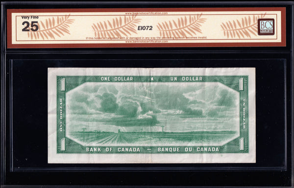 1954 Bank of Canada $1 Devils face "Radar" Graded BCS VF-25 (BC-29b-N1) Rare